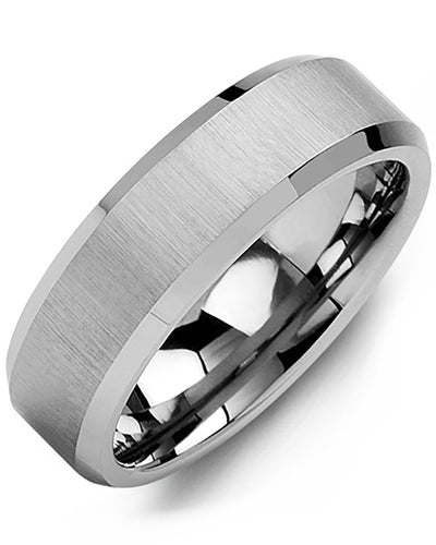 MADANI MEN'S BRUSH & BEVELED TUNGSTEN WEDDING RING MGB700TT MGB700TT