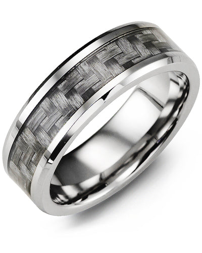 MADANI MEN'S BEVELED CARBON FIBER COBALT WEDDING RING MHK800BR MHK800BR