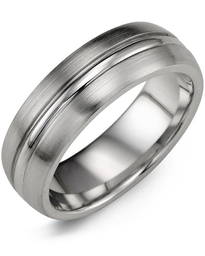 MADANI MEN'S BRUSHED POLISHED ACCENT COBALT WEDDING BAND MHM700BB MHM700BB