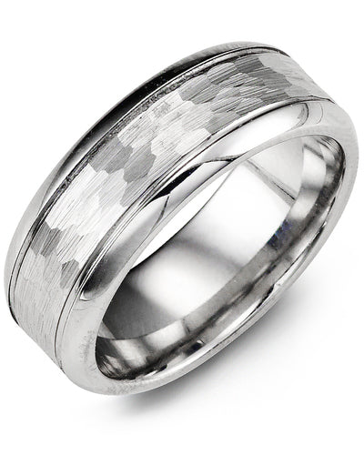 MADANI MEN'S HAMMER POLISHED EDGES COBALT WEDDING BAND MHP800BB MHP800BB