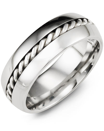 MADANI MEN'S SILVER ROPE POLISH COBALT WEDDING BAND MHU800BB MHU800BB