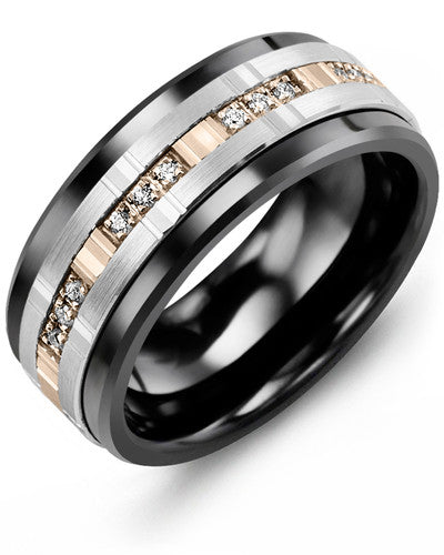 MADANI MEN'S MULTI TRIO DIAMONDS WEDDING BAND MBW910CM-12R MBW910CM-12R