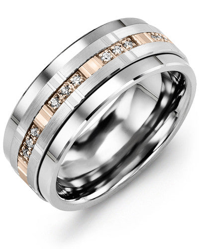 MADANI MEN'S MULTI TRIO DIAMONDS WEDDING BAND MBW910TM-12R MBW910TM-12R