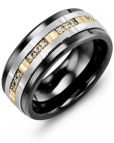 MADANI MEN'S MULTI TRIO DIAMONDS WEDDING BAND MBW910CN-12R MBW910CN-12R