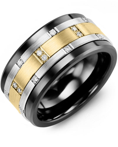 MADANI MEN'S SCATTERED WIDE DIAMOND WEDDING RING MJN110CN-14R MJN110CN-14R