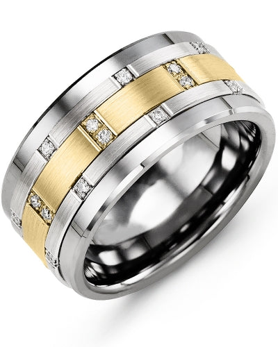 MADANI MEN'S SCATTERED WIDE DIAMOND WEDDING RING MJN110TN-14R MJN110TN-14R