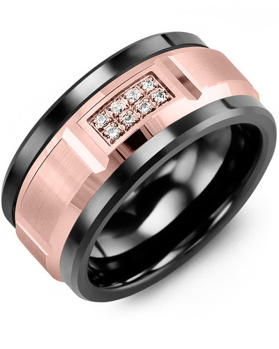 MADANI MEN'S WIDE BEVELED DIAMOND WEDDING RING MKS110CP-8R MKS110CP-8R