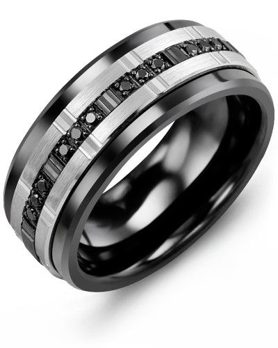 MADANI MEN'S TRIO BLACK DIAMONDS WEDDING RING MLM910CX-12B MLM910CX-12B