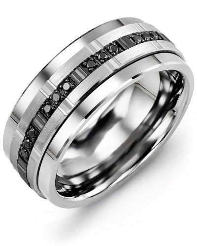 MADANI MEN'S TRIO BLACK DIAMONDS WEDDING RING MLM910TX-12B MLM910TX-12B