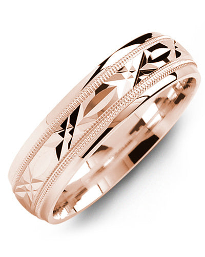 MADANI MEN'S CLASSIC PATTERN MILGRAIN WEDDING BAND MMN610PP MMN610PP