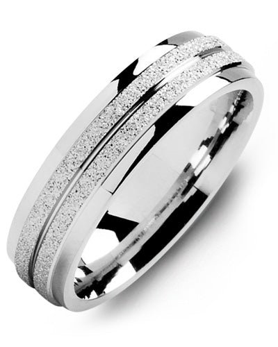 MADANI MEN'S DOME LASER FINISH POLISHED EDGES WEDDING BAND MPE610WW MPE610WW