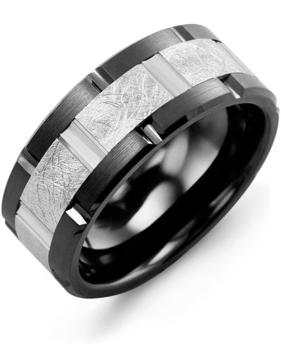 MADANI MEN'S TEXTURED GROOVED WEDDING RING MQE910UW MQE910UW