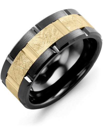 MADANI MEN'S TEXTURED GROOVED WEDDING RING MQE910UY MQE910UY