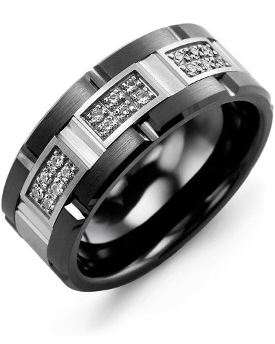 MADANI MEN'S BRUSHED GROOVED DIAMOND WEDDING BAND MQJ910UW-18R MQJ910UW-18R