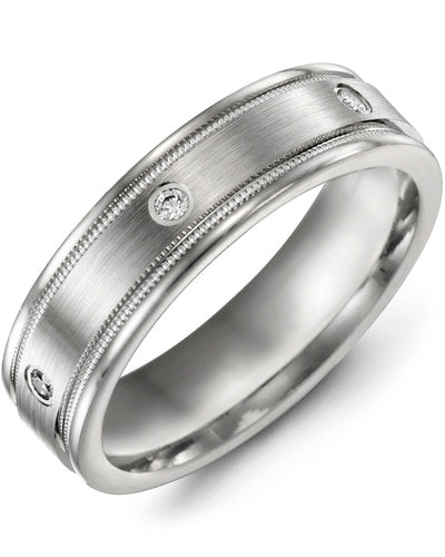 MADANI MEN'S SPACED DIAMONDS MILGRAIN EDGES WEDDING BAND MSL610WW-6R MSL610WW-6R