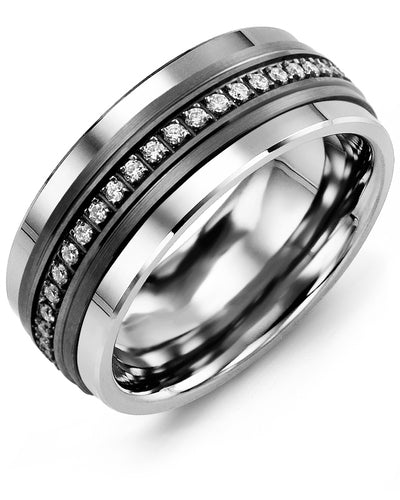 MADANI MEN'S BLACK & ETERNITY DIAMOND WEDDING BAND MXA710TF-21R MXA710TF-21R