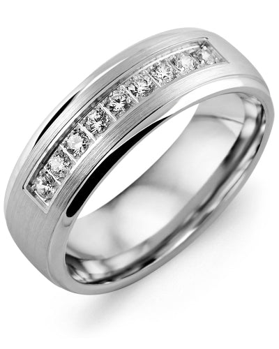 MADANI MEN'S DOME BRUSH DIAMOND WEDDING RING MYA710WW-27R MYA710WW-27R