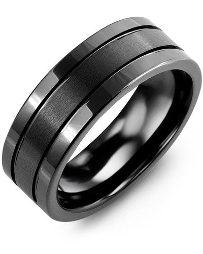 MADANI MEN'S TRIPLE-BAND EFFECT CERAMIC WEDDING RING RGJ800CC RGJ800CC