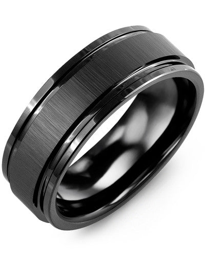 MADANI MEN'S SATIN CENTER POLISHED EDGES CERAMIC WEDDING RING RGW800CC RGW800CC