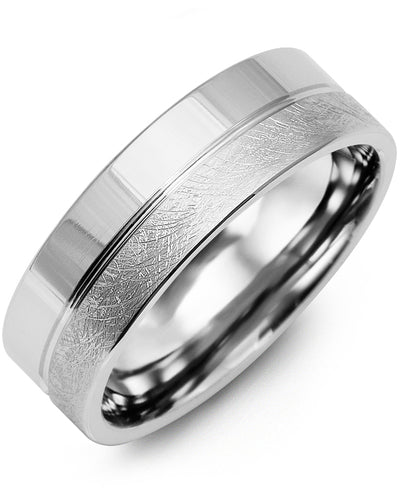 MADANI MEN'S DUAL POLISHED HAND BRUSHED WEDDING RING RKE610WW RKE610WW