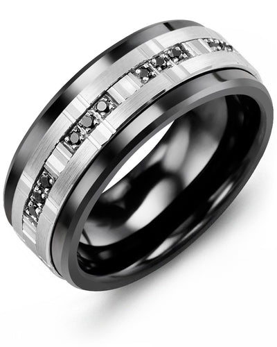 MADANI MEN'S TRIO BLACK DIAMONDS WEDDING BAND RLG910CW-12B RLG910CW-12B