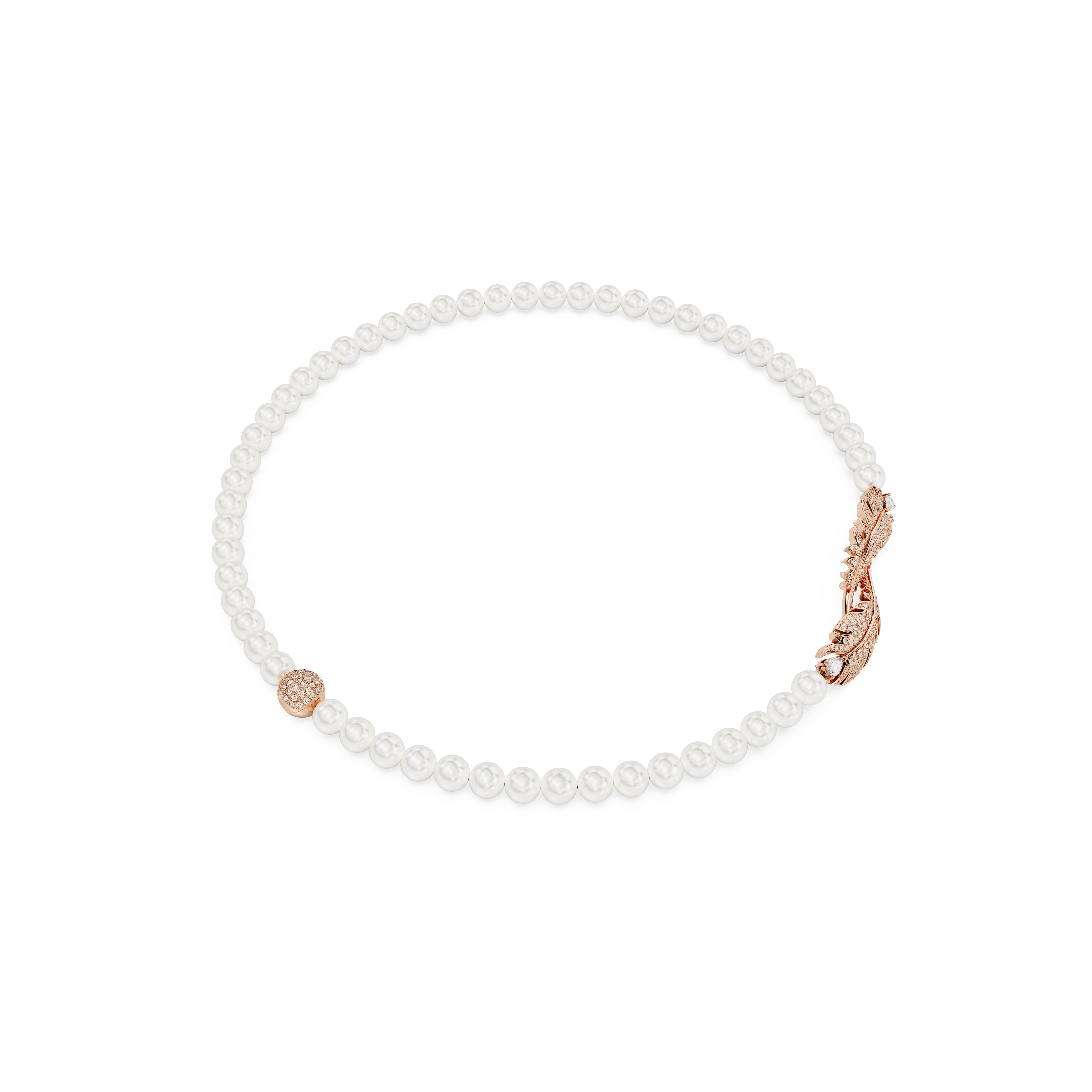 SWAROVSKI NICE NECKLACE, MAGNETIC CLOSURE, FEATHER, WHITE, ROSE GOLD-TONE PLATED 5669221